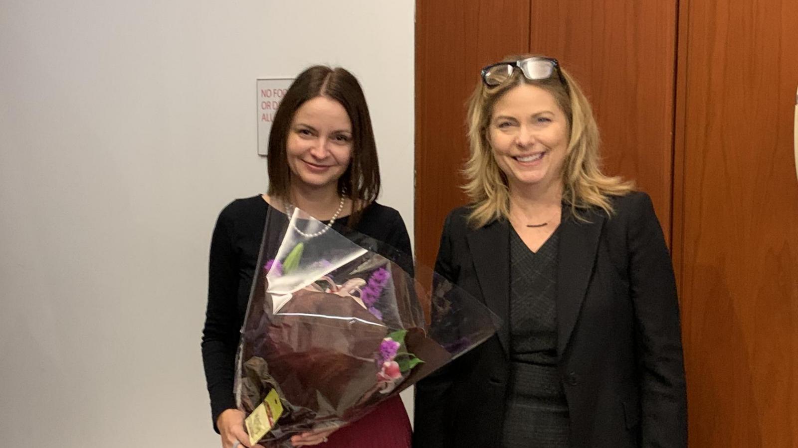 Dr. Kachnic and Anna Cetnerowski at the 2021 Oncology/CRR Research Retreat